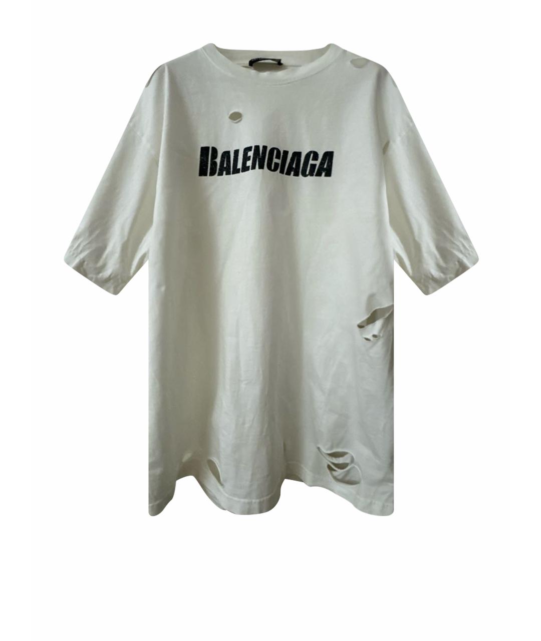 BALENCIAGA Белая хлопковая футболка, фото 1