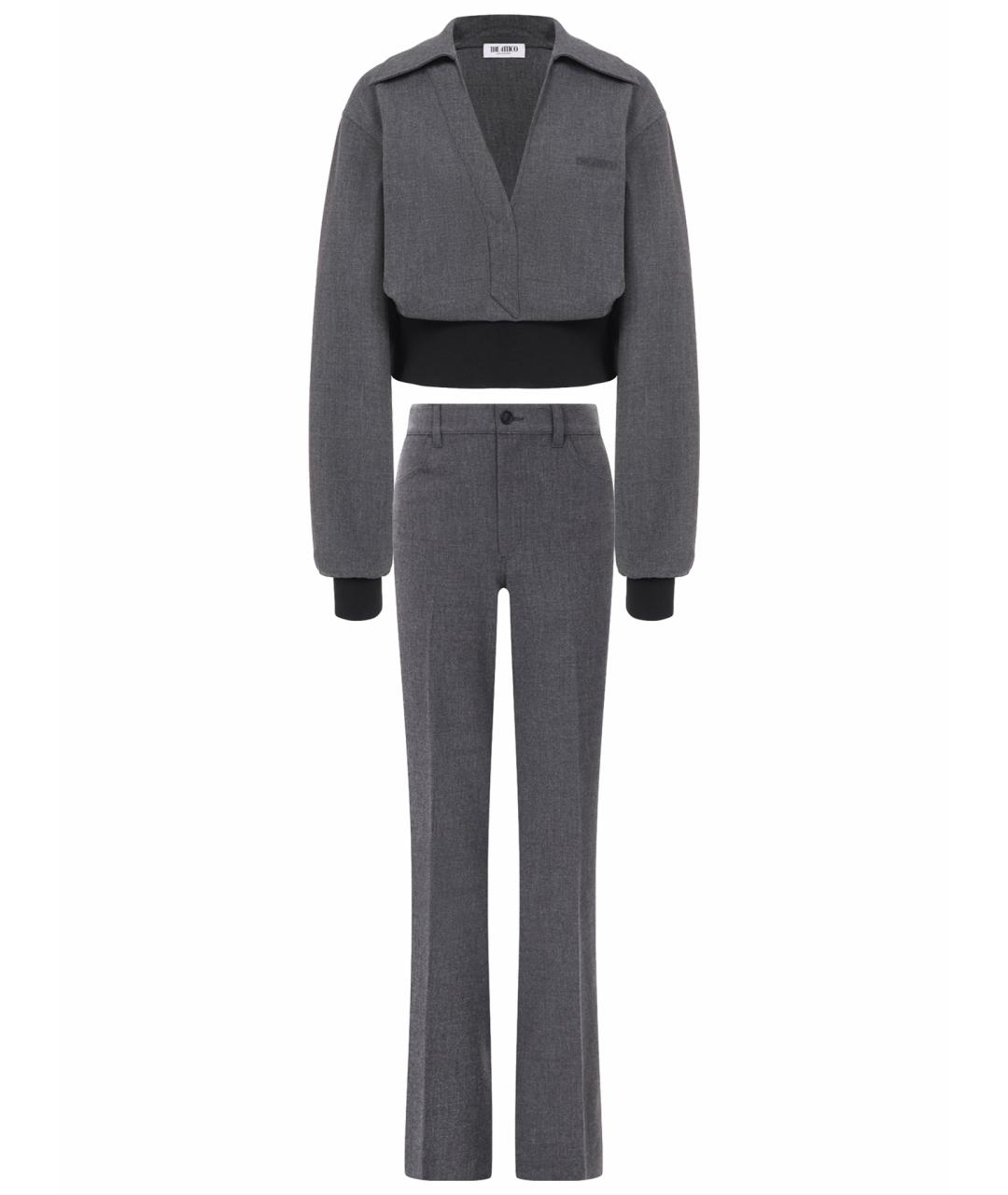 THE ATTICO Серый полиэстеровый костюм с брюками, фото 1