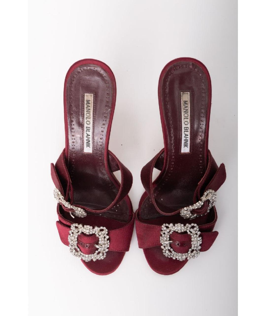 MANOLO BLAHNIK Бордовые замшевые мюли, фото 3