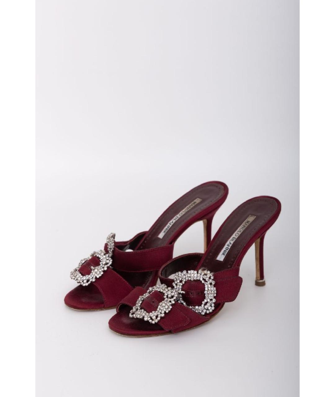 MANOLO BLAHNIK Бордовые замшевые мюли, фото 5