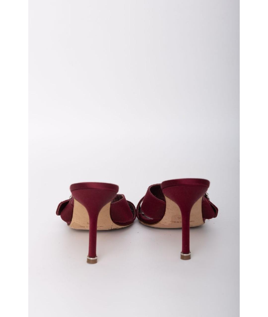 MANOLO BLAHNIK Бордовые замшевые мюли, фото 4