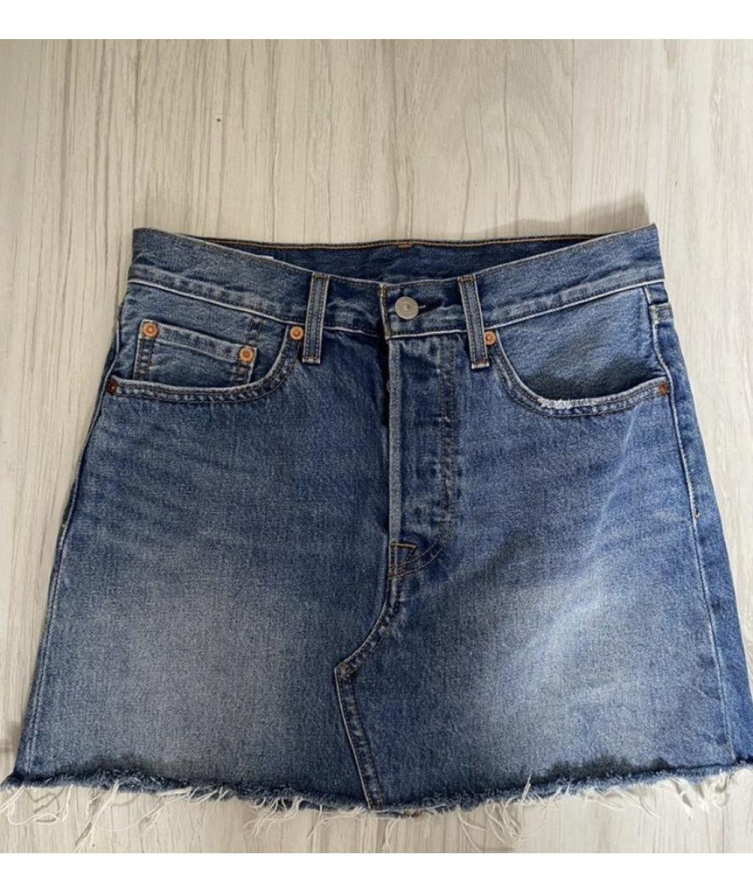 LEVI'S Синяя хлопковая юбка мини, фото 5
