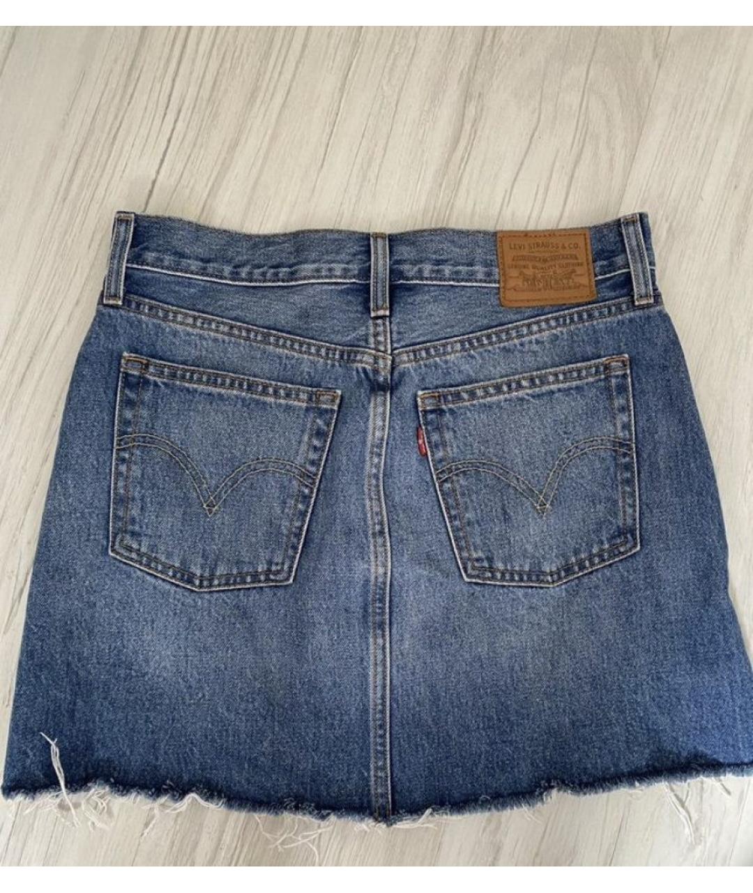 LEVI'S Синяя хлопковая юбка мини, фото 2