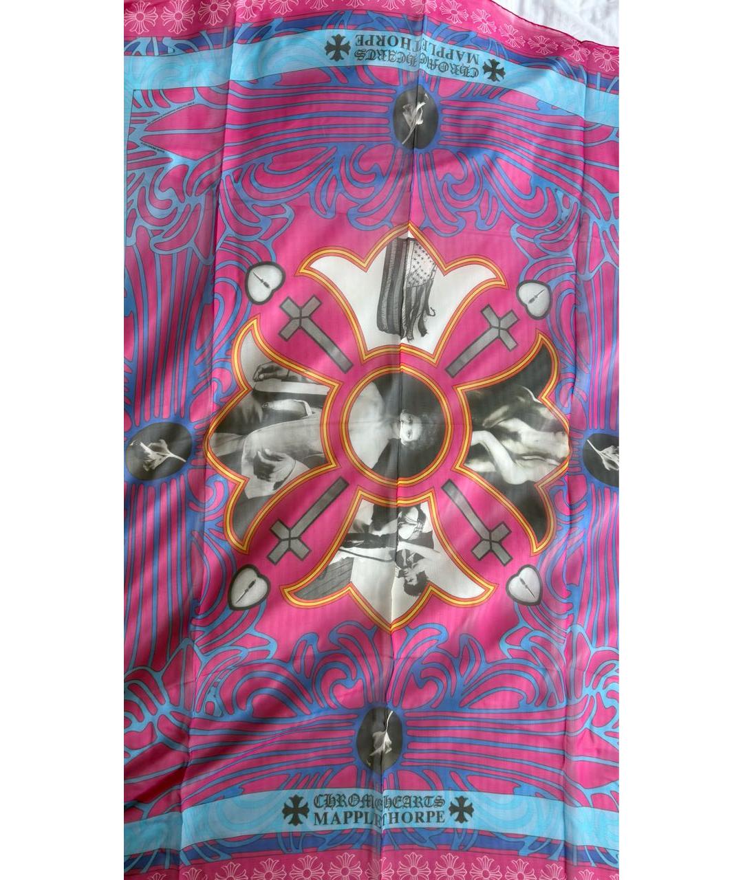 CHROME HEARTS Розовый шелковый платок, фото 2