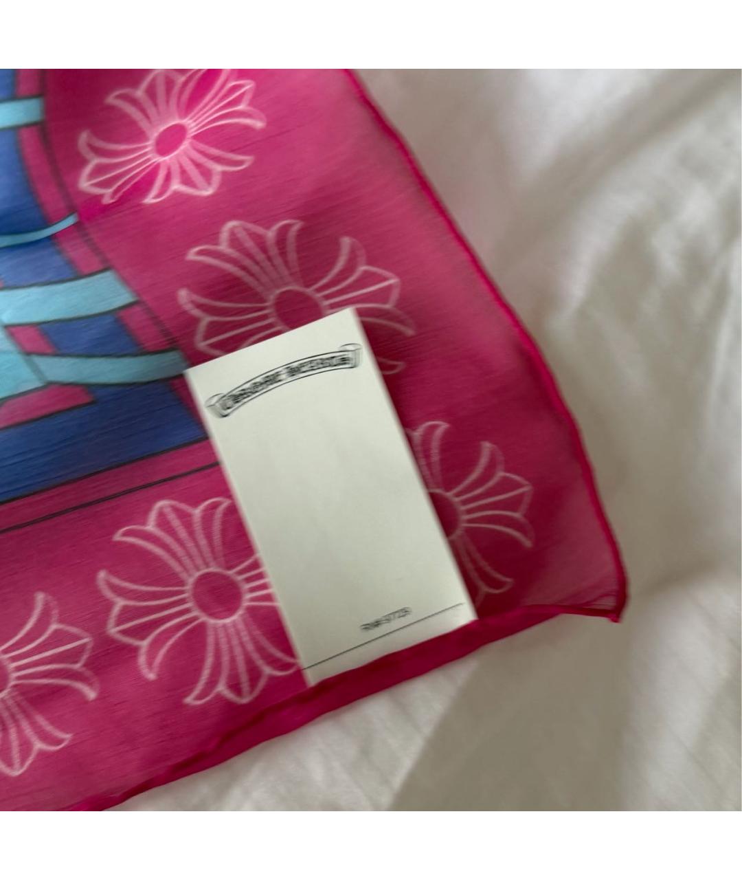 CHROME HEARTS Розовый шелковый платок, фото 4
