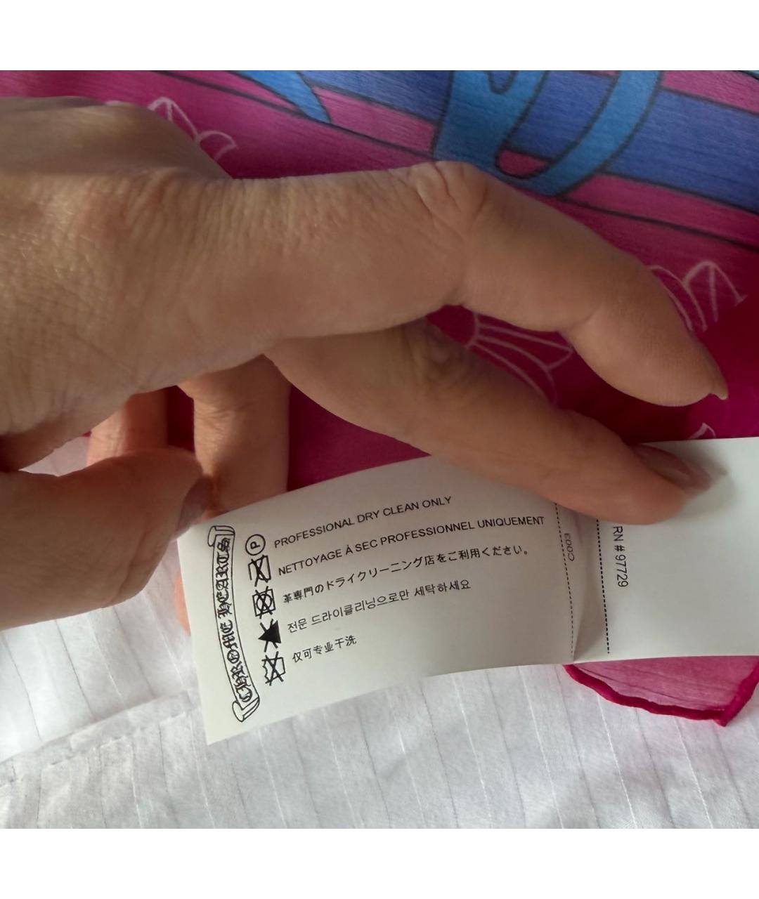 CHROME HEARTS Розовый шелковый платок, фото 5