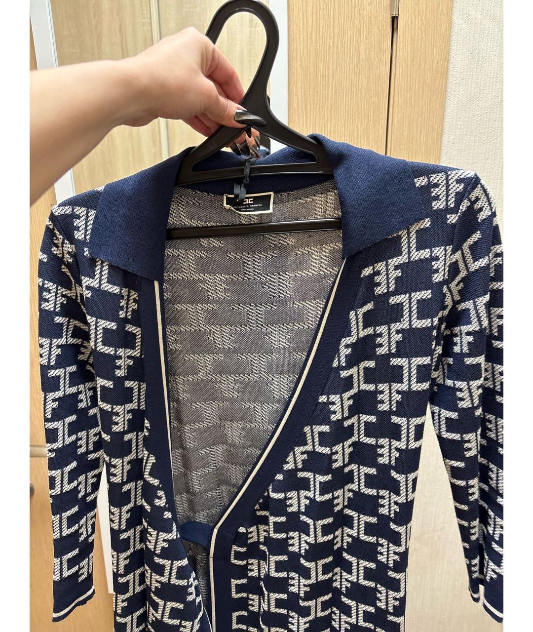 ELISABETTA FRANCHI Темно-синее вискозное повседневное платье, фото 4