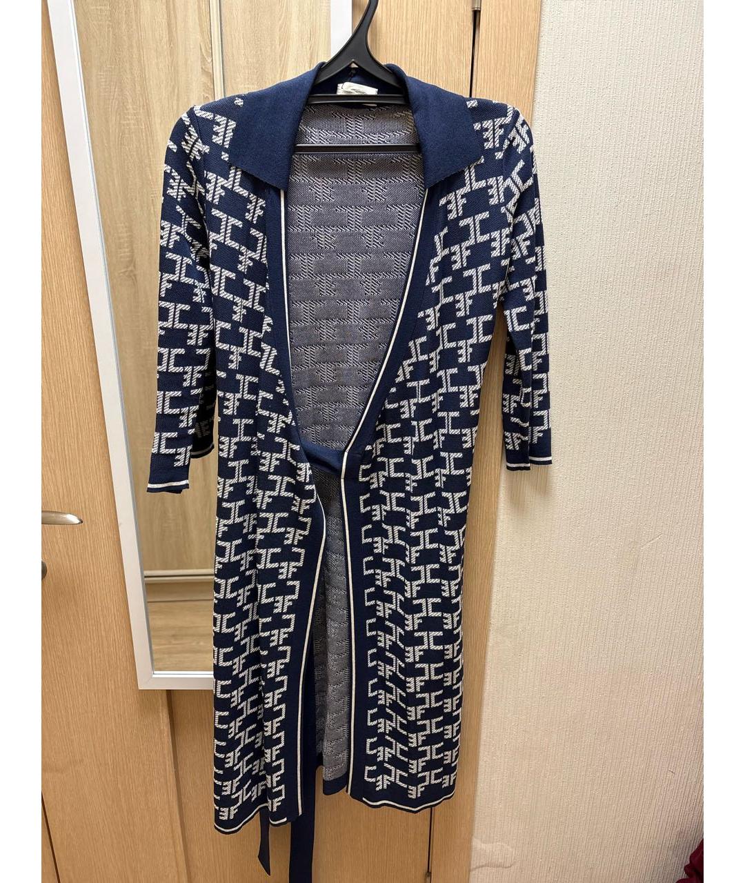 ELISABETTA FRANCHI Темно-синее вискозное повседневное платье, фото 7