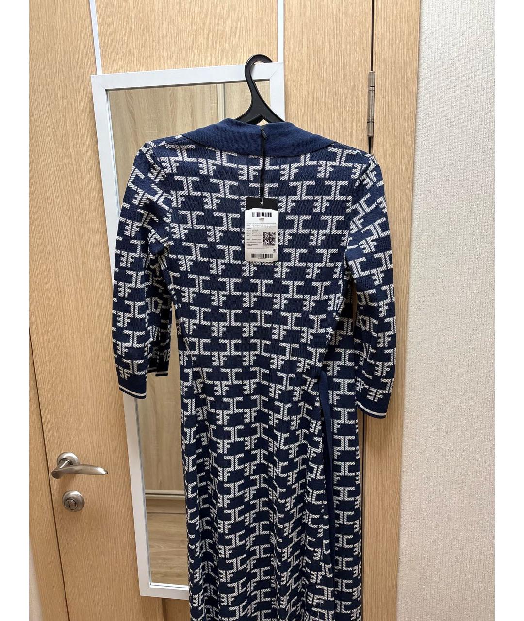 ELISABETTA FRANCHI Темно-синее вискозное повседневное платье, фото 3