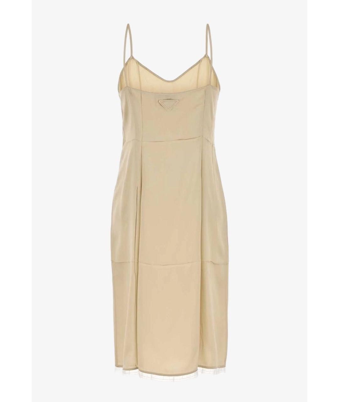 PRADA Бежевый шелковый сарафан, фото 2