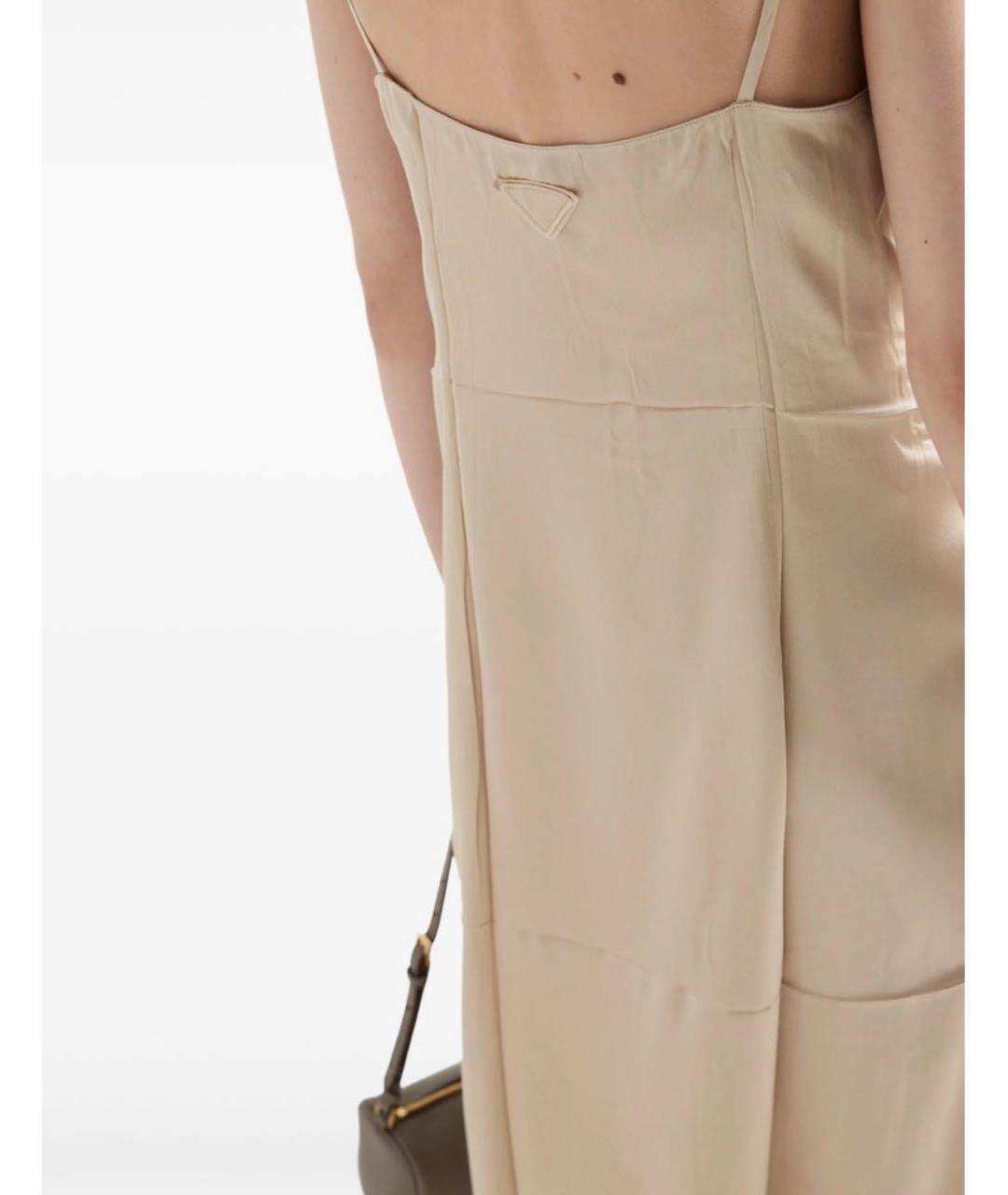 PRADA Бежевый шелковый сарафан, фото 3