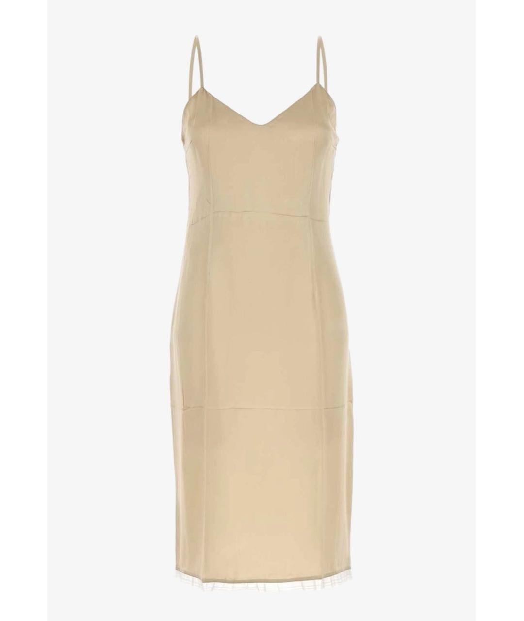 PRADA Бежевый шелковый сарафан, фото 6