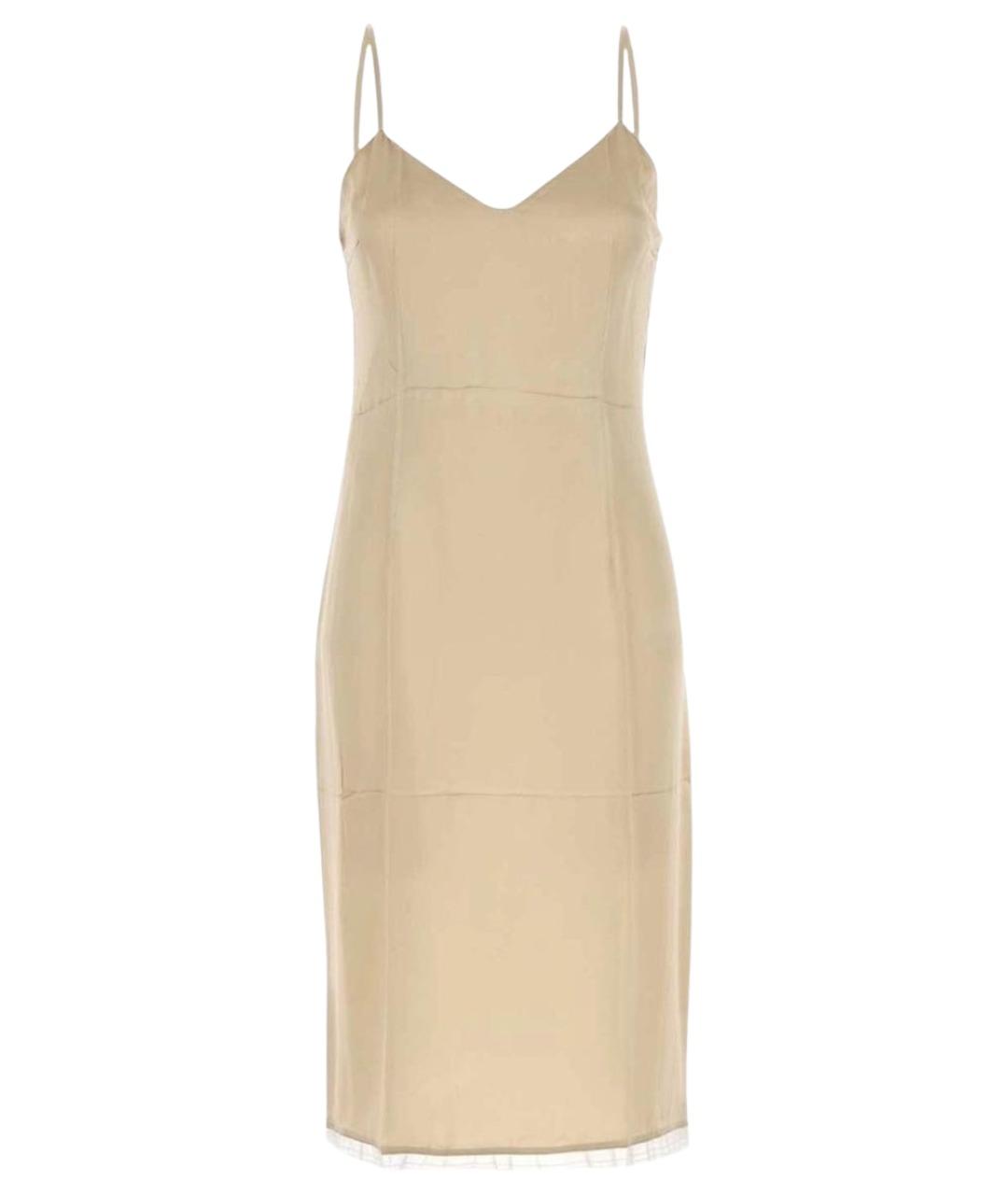 PRADA Бежевый шелковый сарафан, фото 1