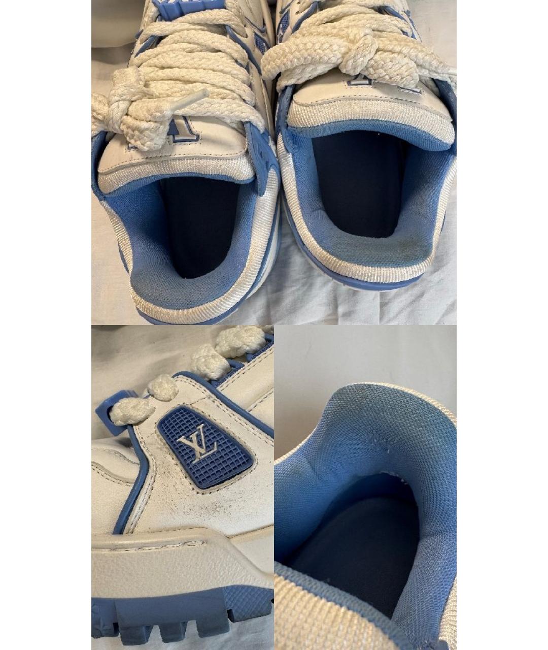 LOUIS VUITTON Голубые кожаные кроссовки, фото 6