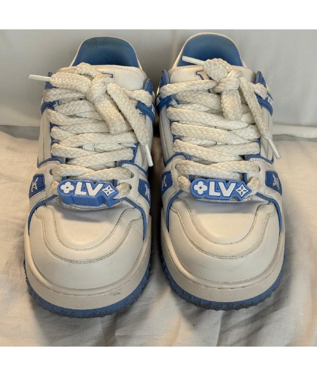 LOUIS VUITTON Голубые кожаные кроссовки, фото 2
