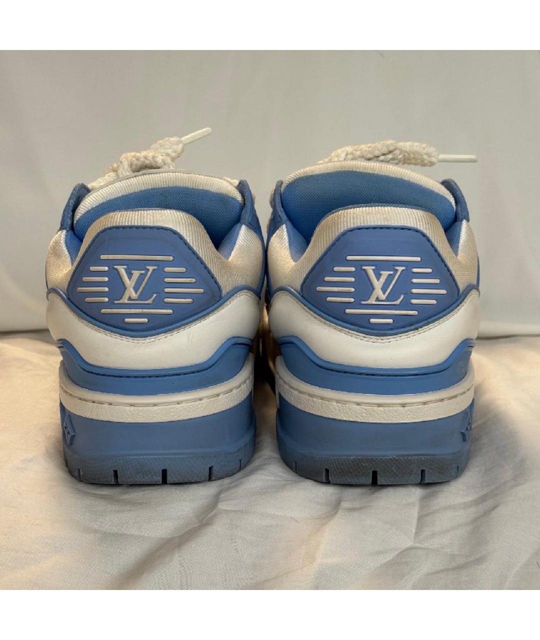 LOUIS VUITTON Голубые кожаные кроссовки, фото 4