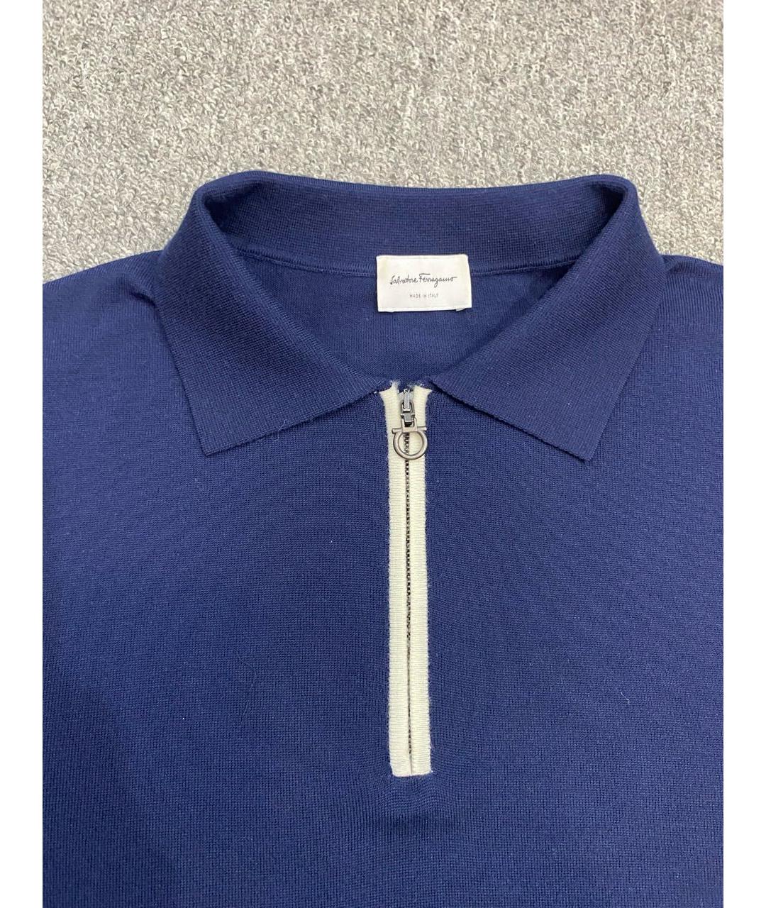 FERRAGAMO Темно-синее поло с коротким рукавом, фото 2