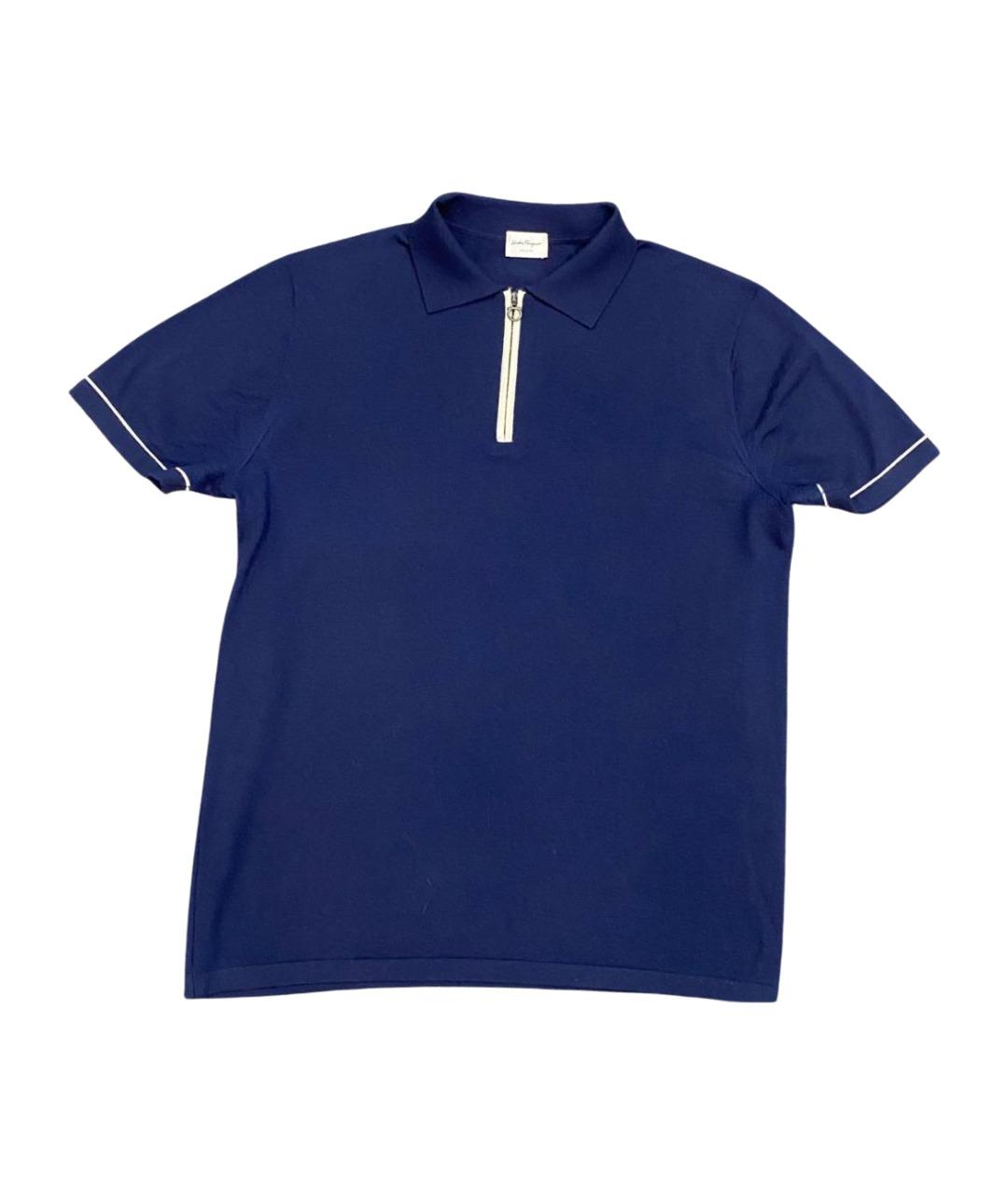 FERRAGAMO Темно-синее поло с коротким рукавом, фото 1