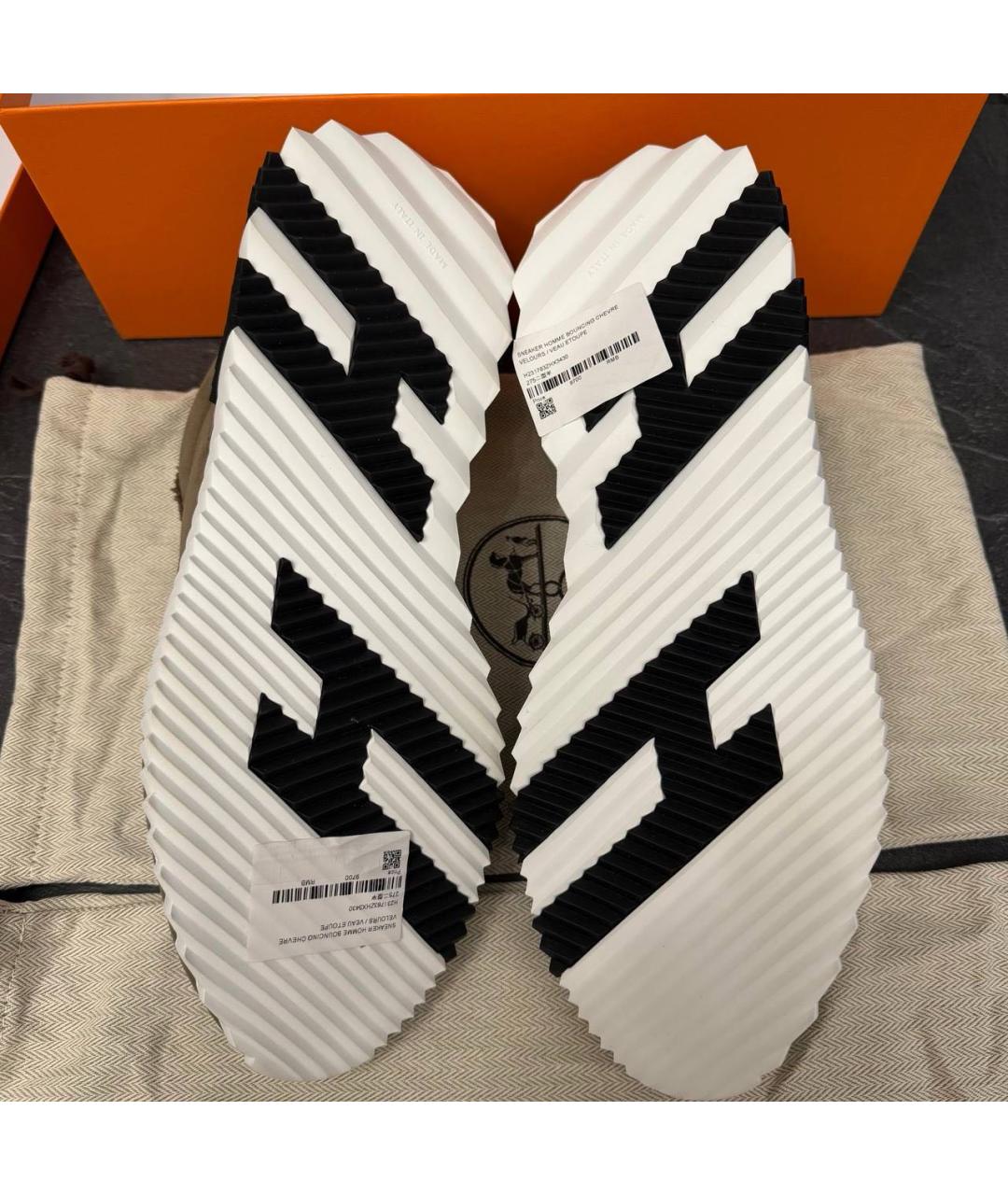 HERMES Коричневые замшевые низкие кроссовки / кеды, фото 6