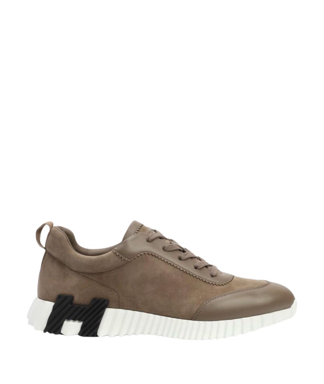 HERMES Коричневые замшевые низкие кроссовки / кеды, фото 1