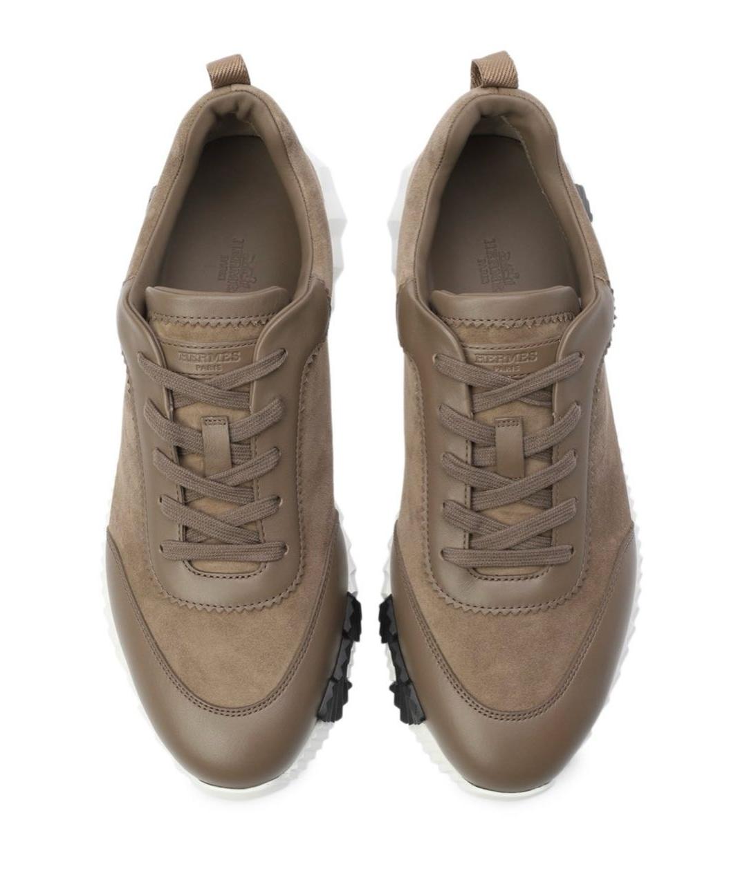 HERMES Коричневые замшевые низкие кроссовки / кеды, фото 2