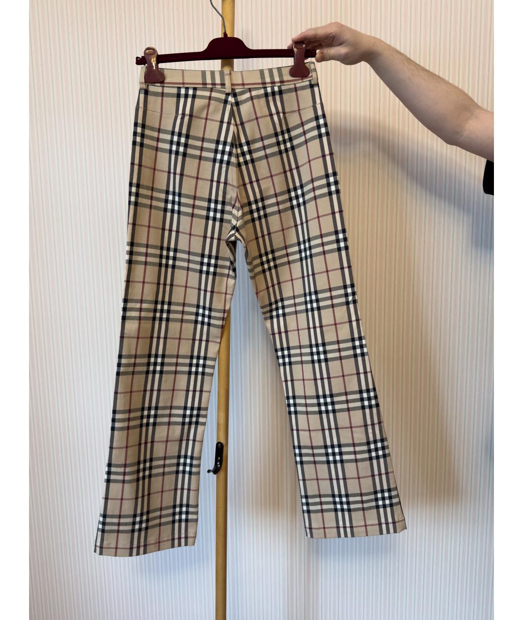 BURBERRY Мульти хлопковые брюки узкие, фото 4
