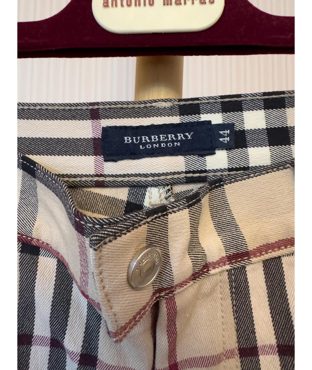 BURBERRY Мульти хлопковые брюки узкие, фото 3