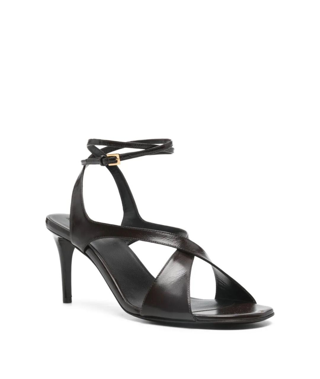 KHAITE Коричневые кожаные босоножки, фото 2