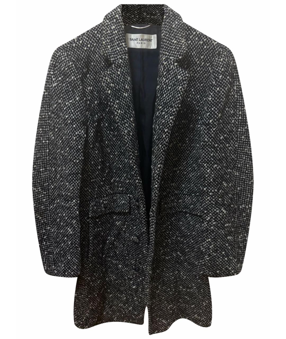 SAINT LAURENT Серое шерстяное пальто, фото 1