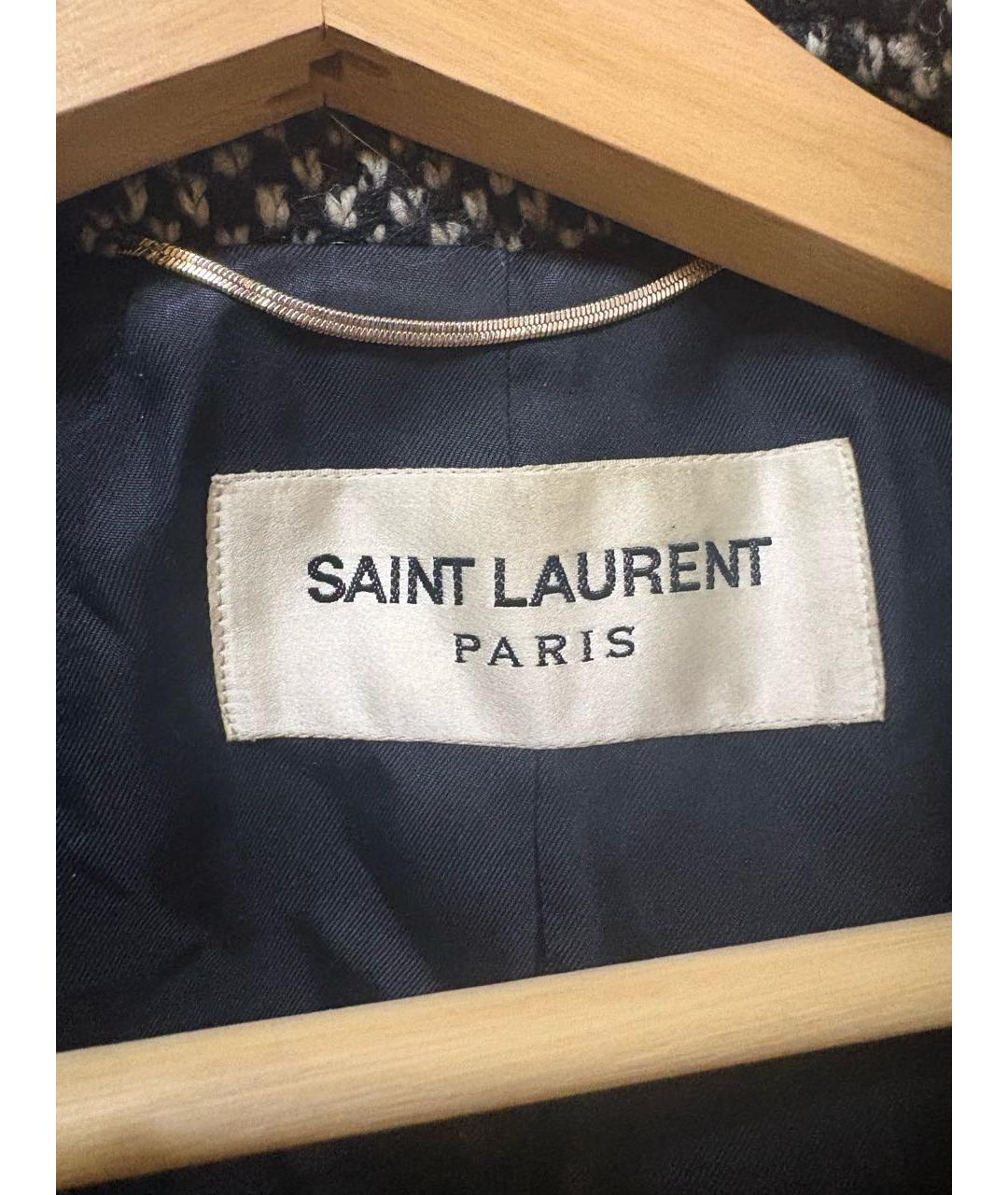 SAINT LAURENT Серое шерстяное пальто, фото 3