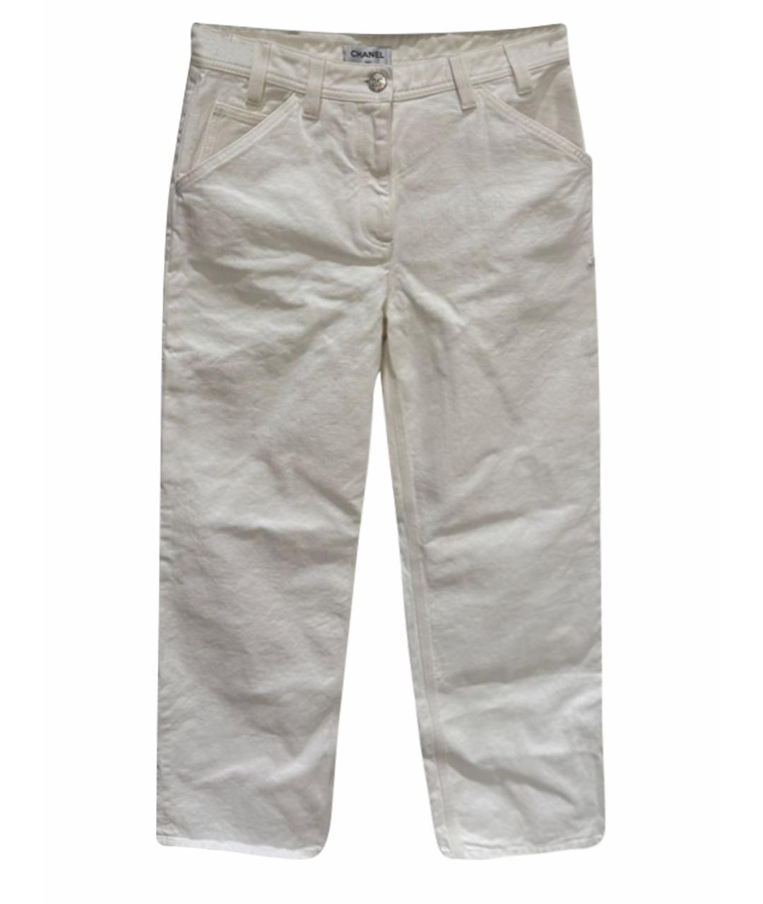 CHANEL Белые хлопковые прямые джинсы, фото 1