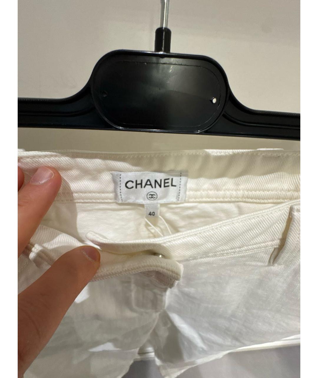CHANEL Белые хлопковые прямые джинсы, фото 3