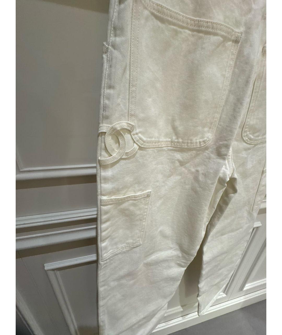CHANEL Белые хлопковые прямые джинсы, фото 4