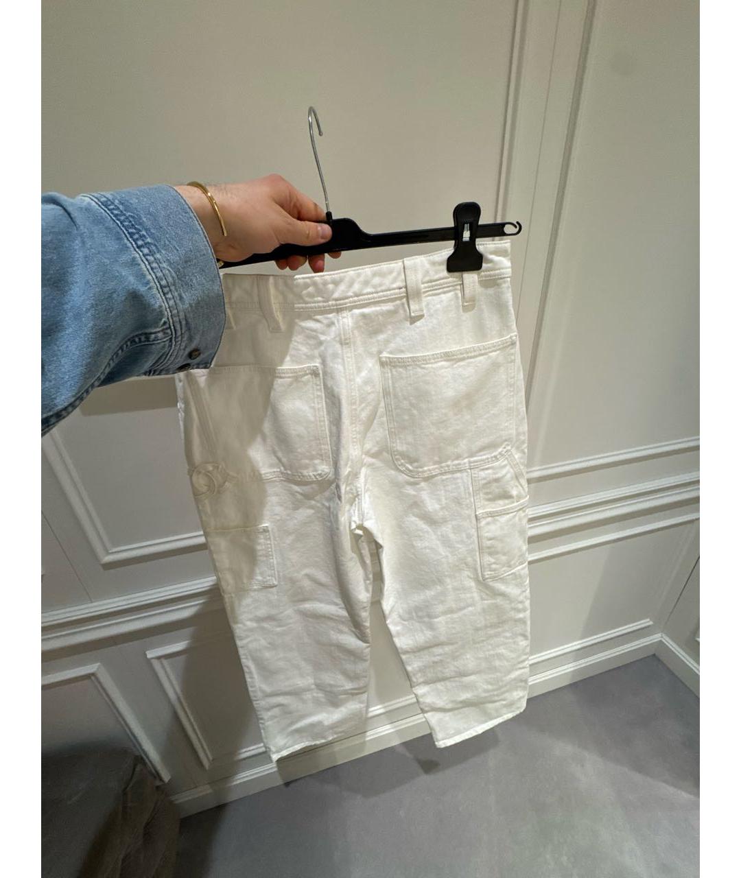CHANEL Белые хлопковые прямые джинсы, фото 5