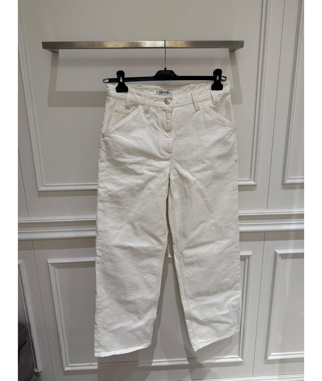 CHANEL Белые хлопковые прямые джинсы, фото 7