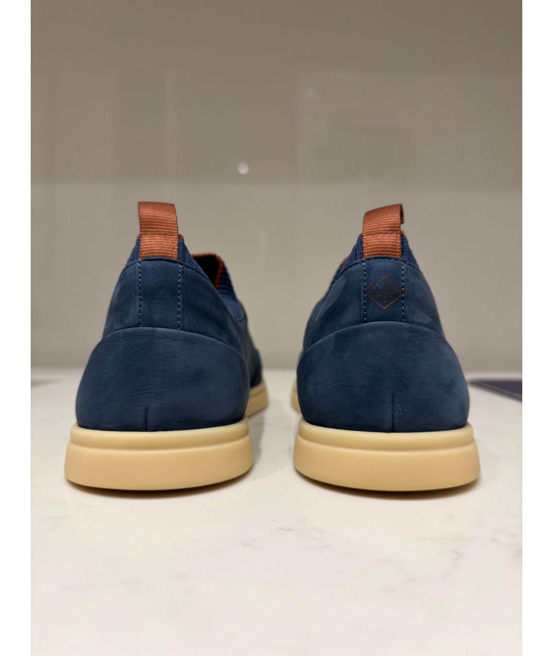 LORO PIANA Темно-синие замшевые низкие кроссовки / кеды, фото 4