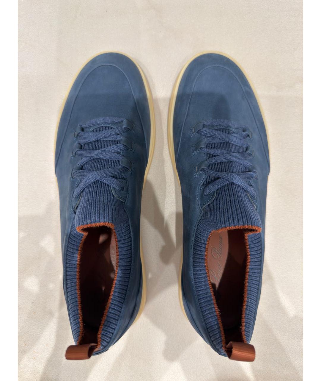 LORO PIANA Темно-синие замшевые низкие кроссовки / кеды, фото 3