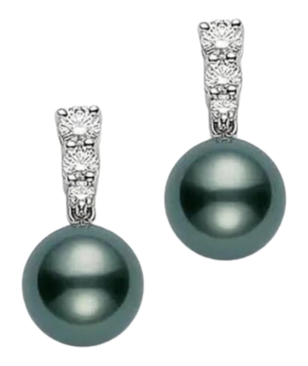 Mikimoto Черные серьги из белого золота, фото 1