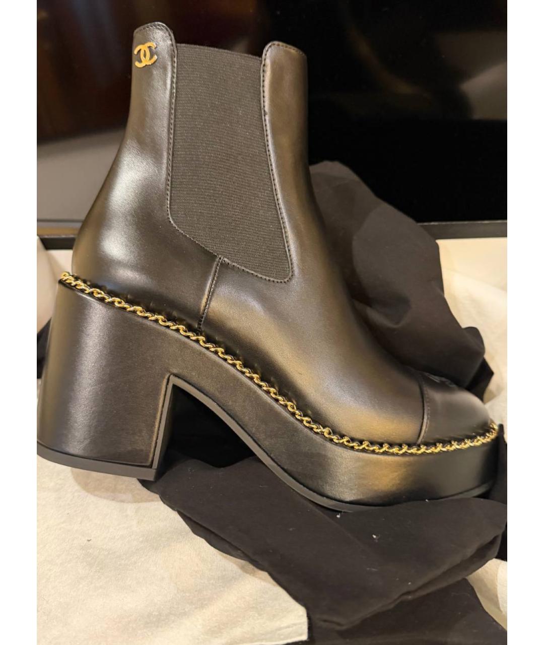 CHANEL Черные кожаные полусапоги, фото 3