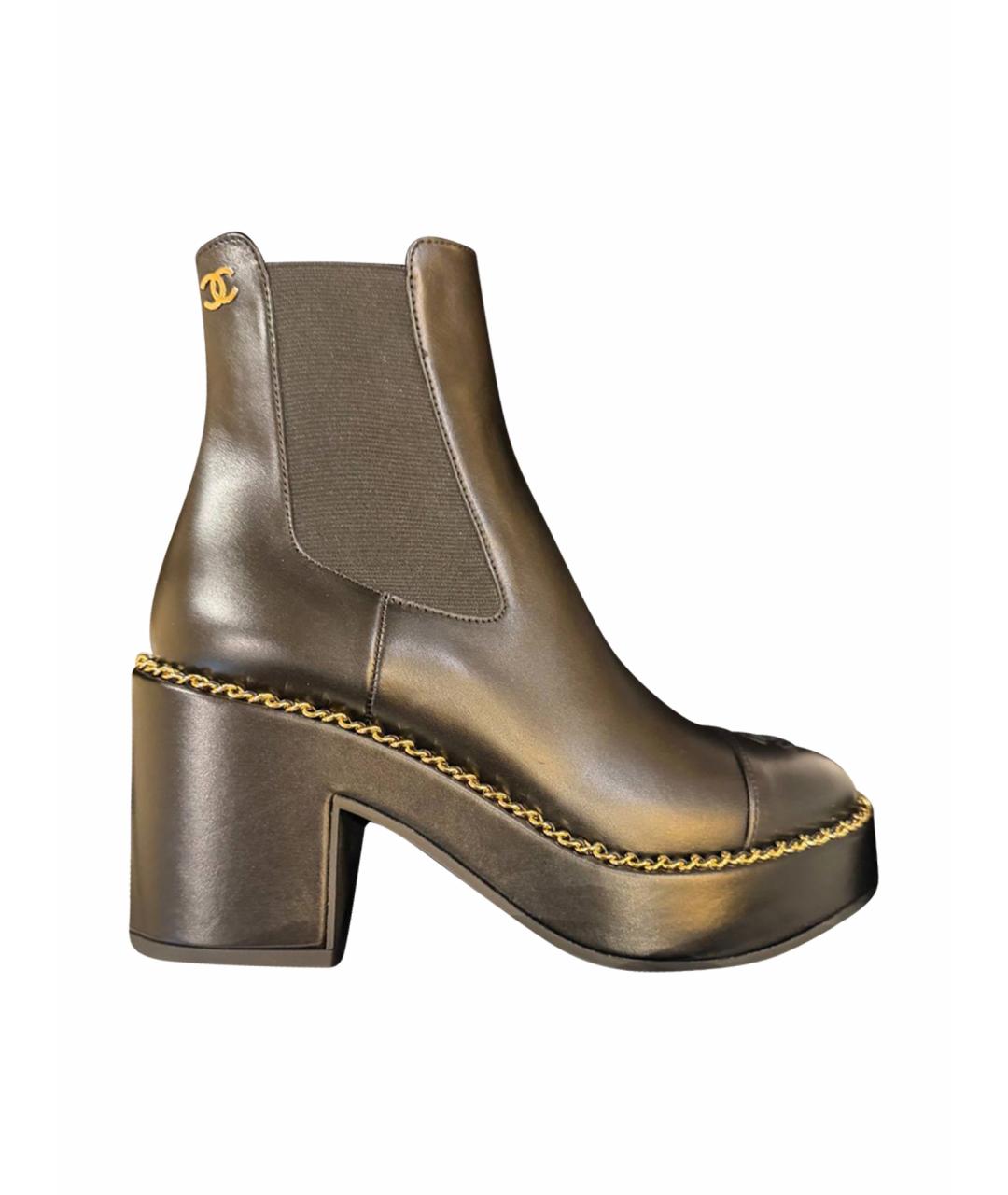 CHANEL Черные кожаные полусапоги, фото 1
