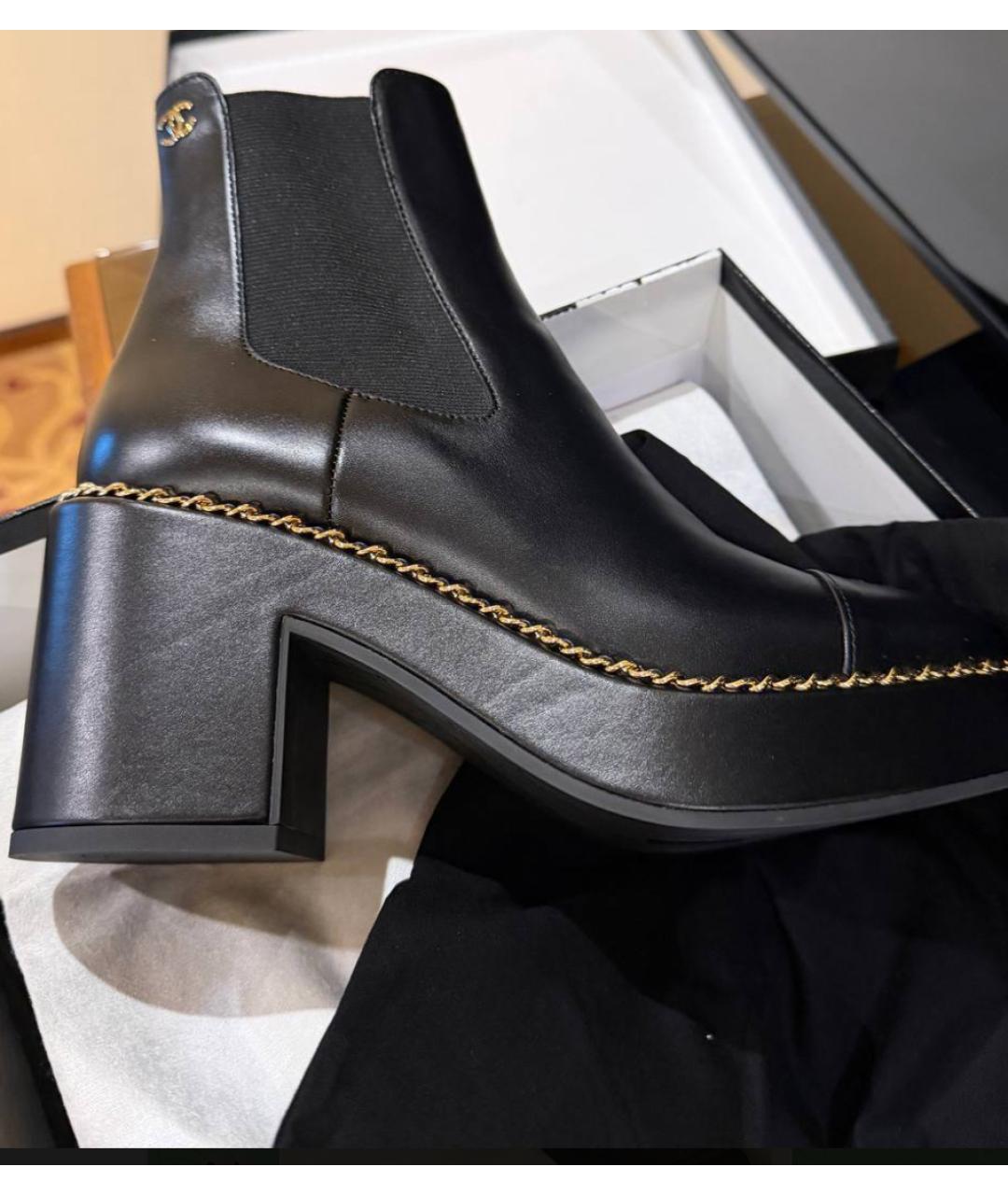 CHANEL Черные кожаные полусапоги, фото 2