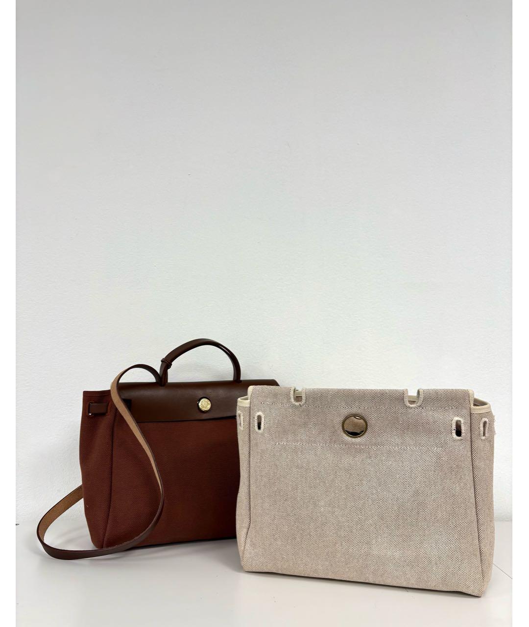 HERMES Коричневая тканевая сумка через плечо, фото 6