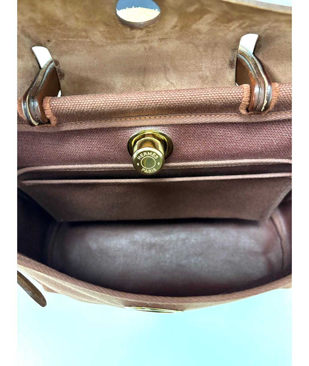 HERMES Коричневая тканевая сумка через плечо, фото 3