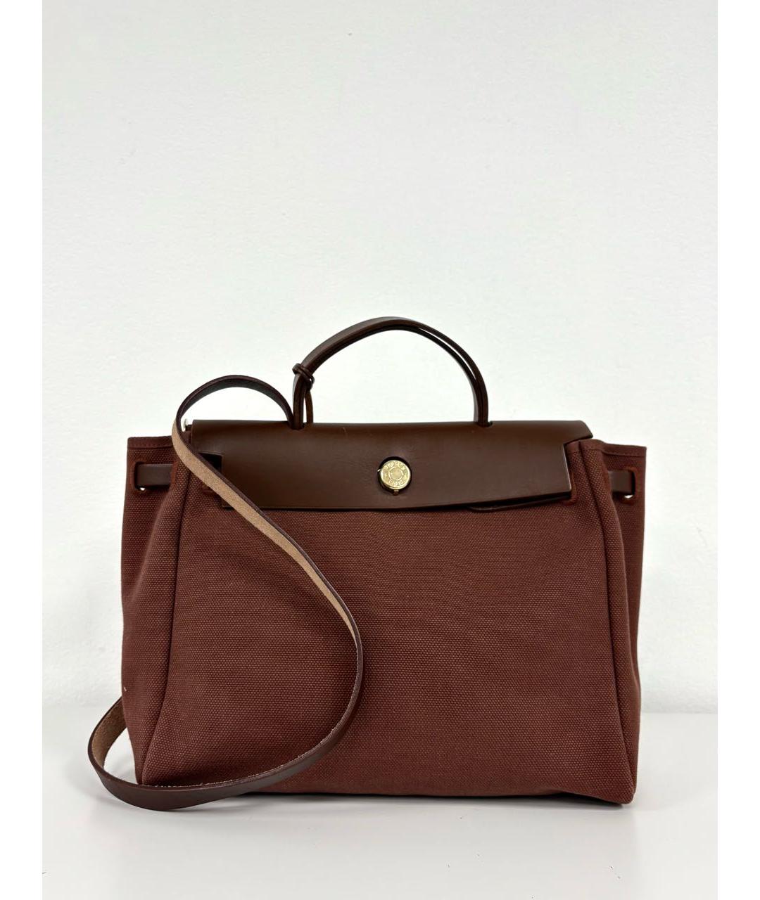 HERMES Коричневая тканевая сумка через плечо, фото 7