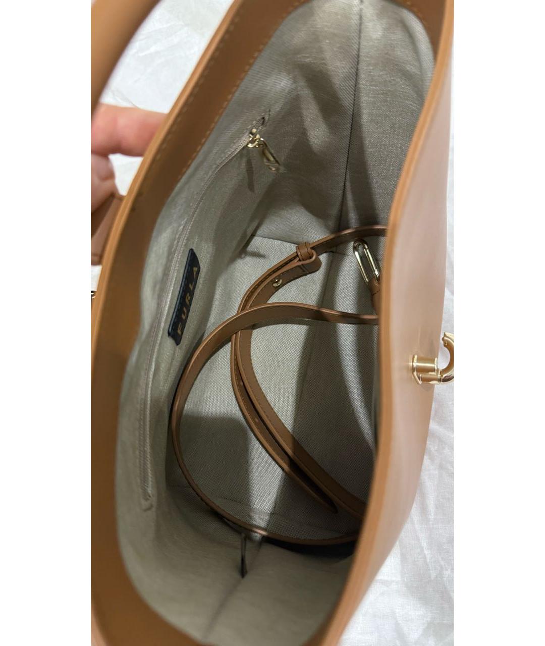 FURLA Коричневая кожаная сумка тоут, фото 4