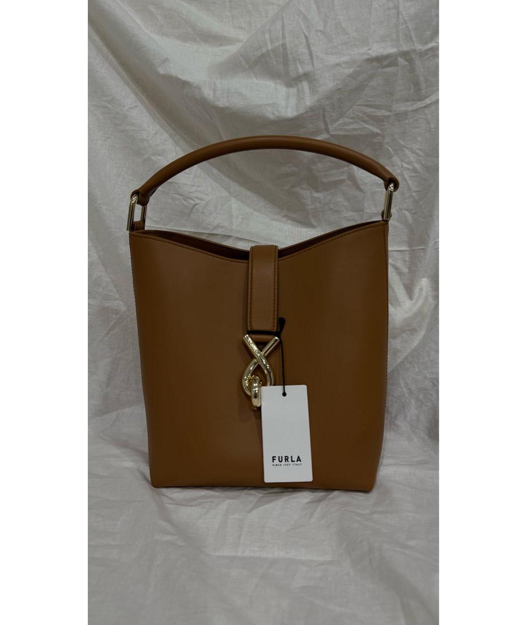 FURLA Коричневая кожаная сумка тоут, фото 6