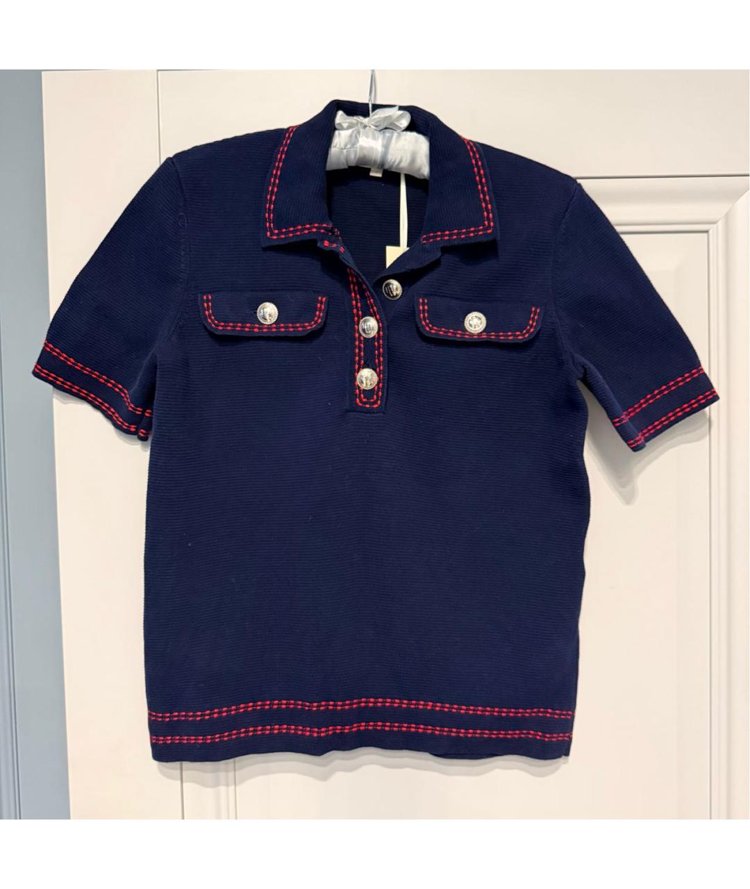 MAJE Темно-синяя хлопковая футболка, фото 8