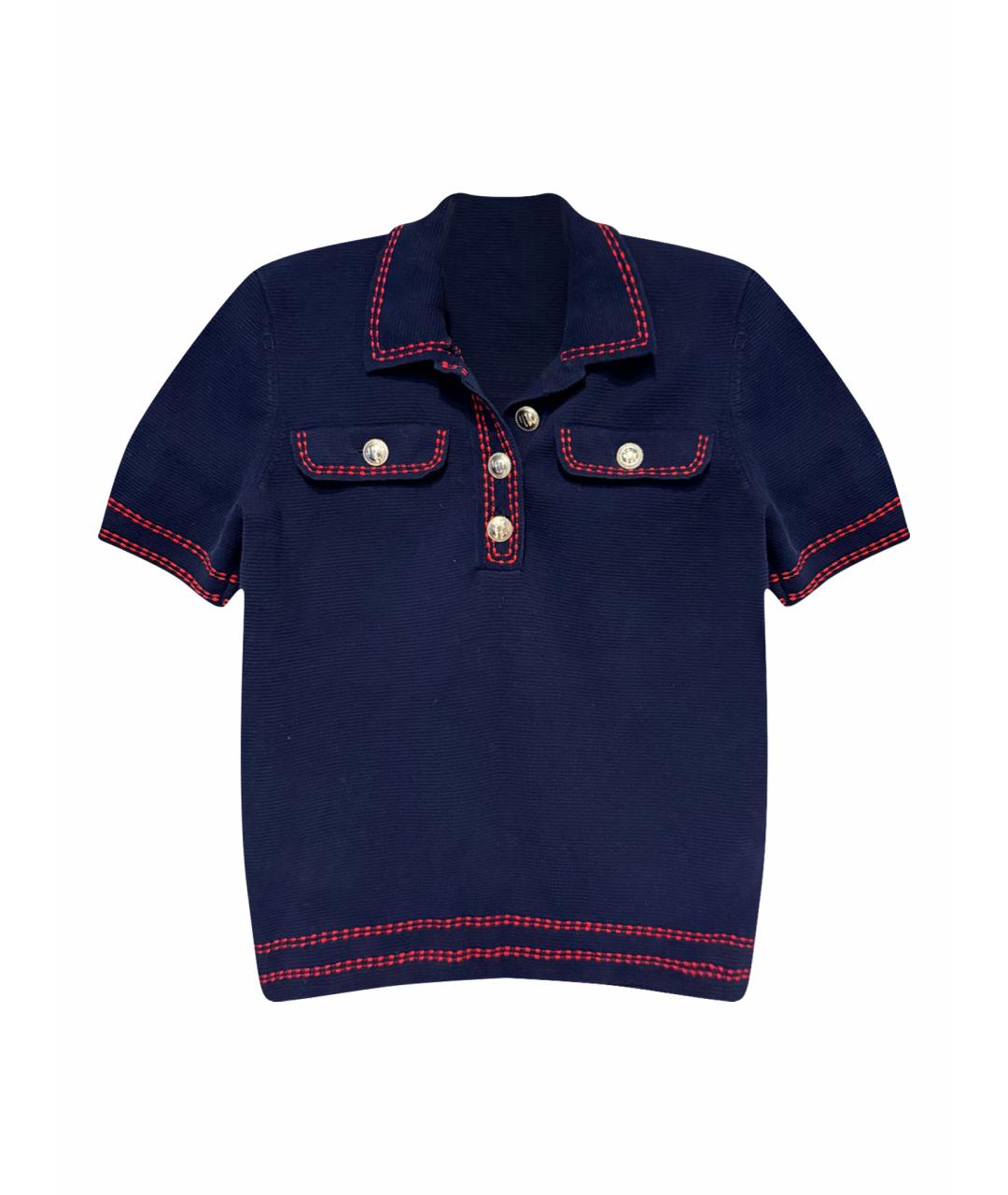 MAJE Темно-синяя хлопковая футболка, фото 1