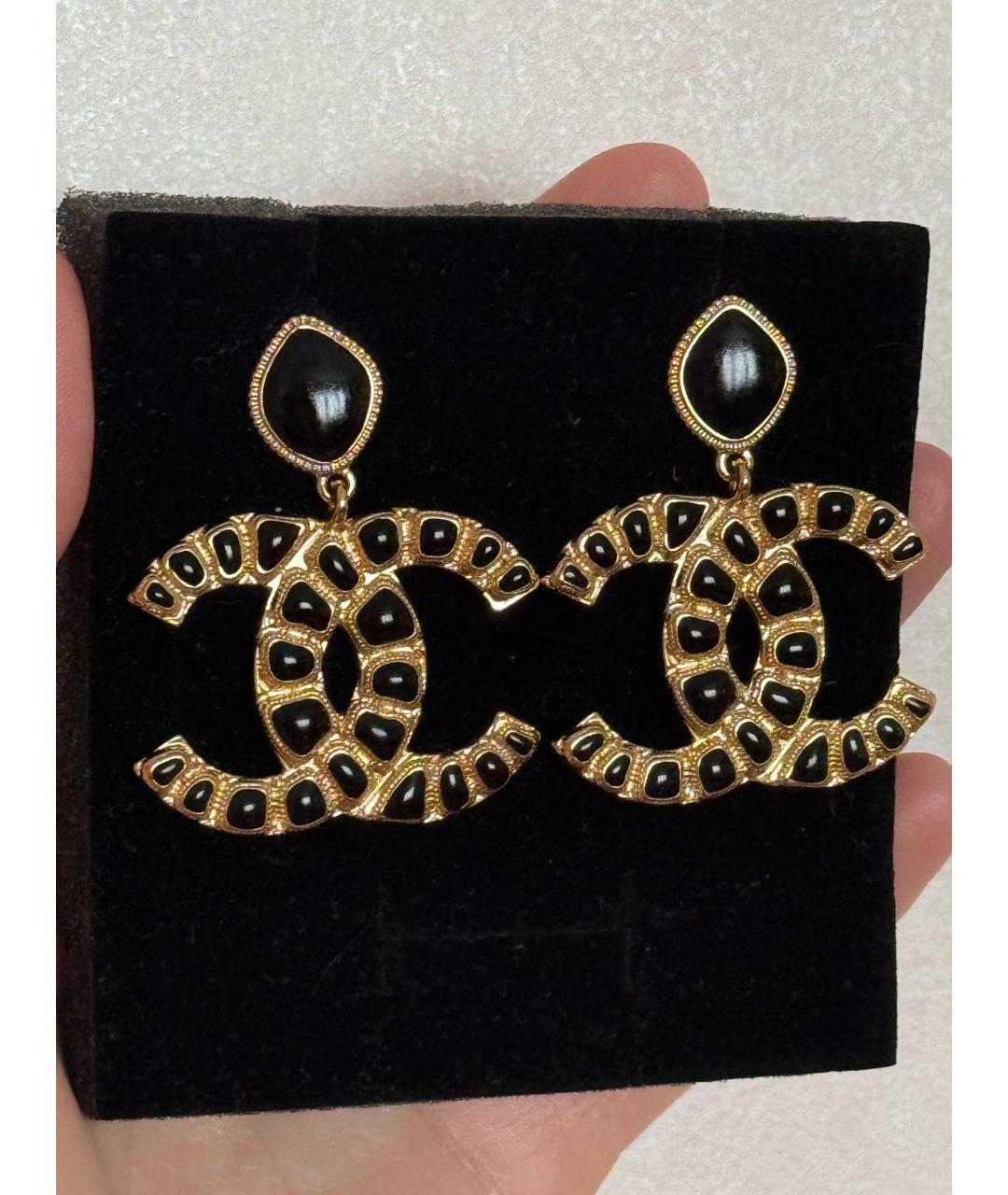 CHANEL Черные металлические серьги, фото 2