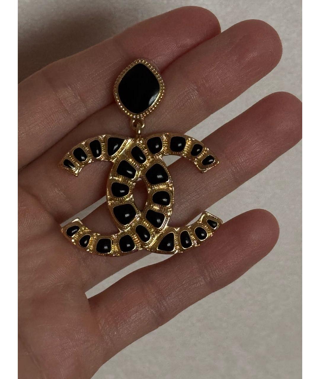 CHANEL Черные металлические серьги, фото 4